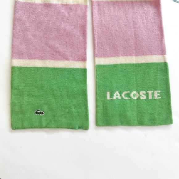 Lacoste Wool Scarf Multicolor Striped Colorblock - Picture 6 of 9